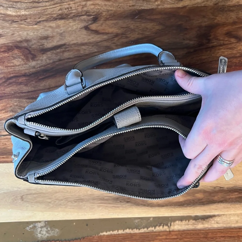 Michael Kors Grey handbag. 12 inches wide by 9 inches tall. - Picture 5 of 7